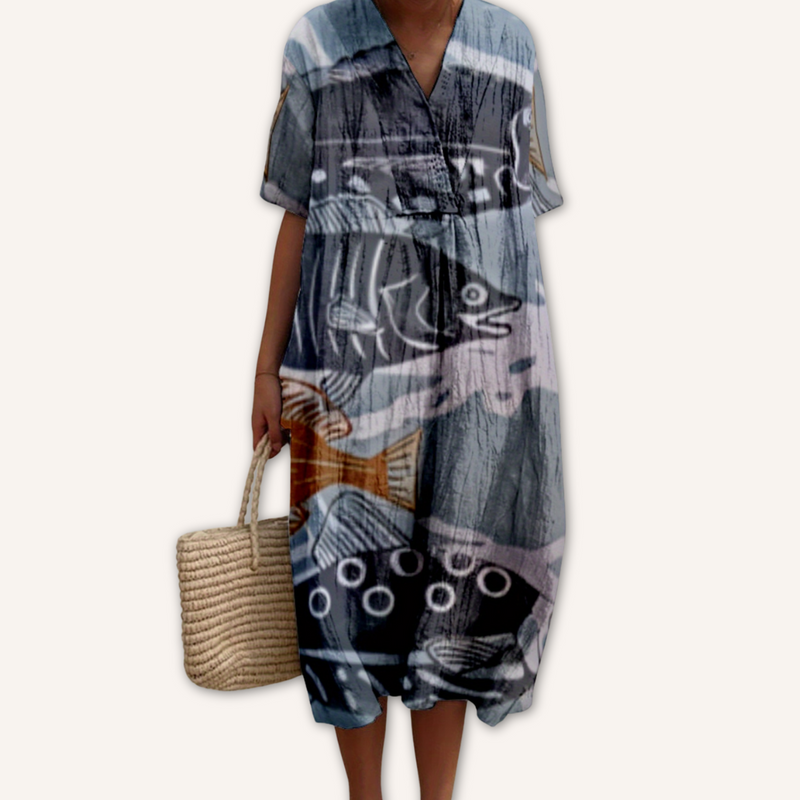 Gabriela|Vestido con estampado marino