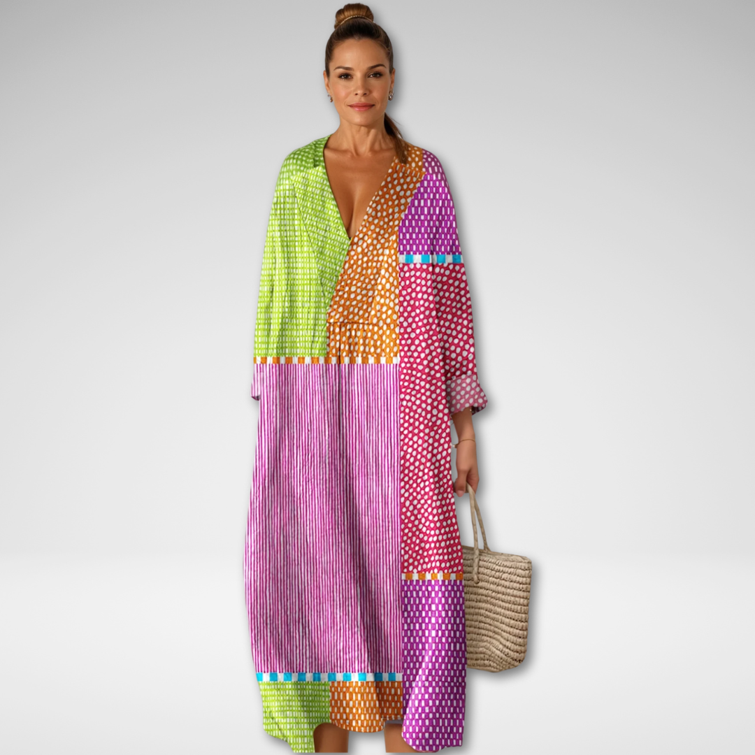 Renata|Vestido con estampado multicolor