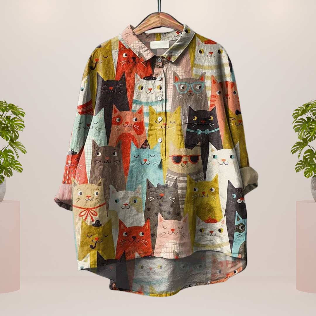Camisa Kathrin – Estampado Perruno Divertido