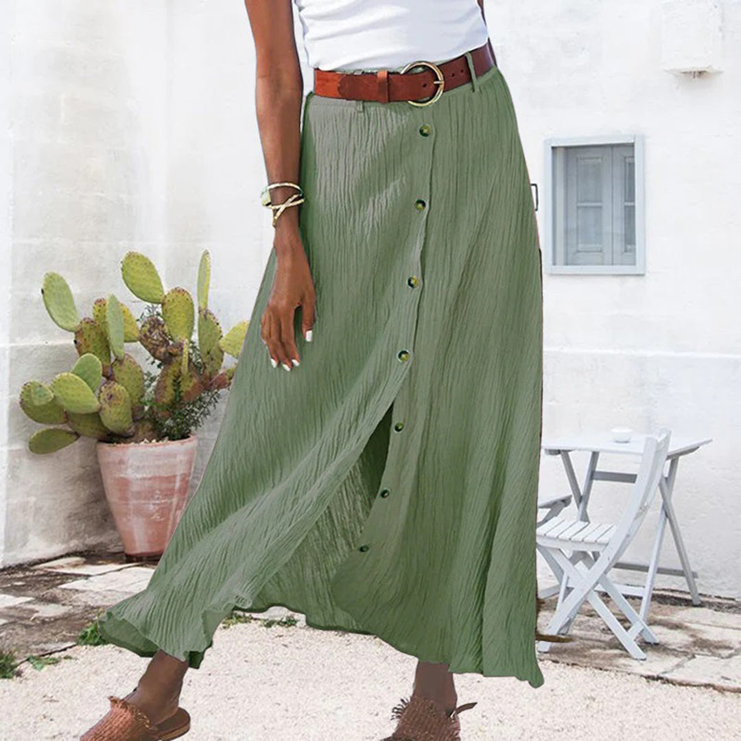 LEXIE - Elegante falda maxi con detalle de botones delanteros