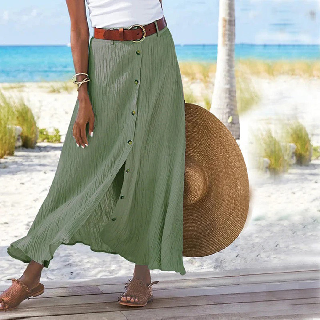 LEXIE - Elegante falda maxi con detalle de botones delanteros