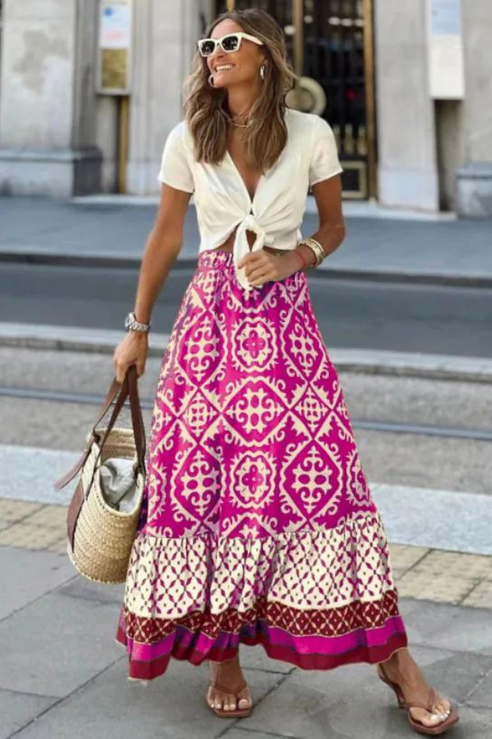 Falda maxi estampada