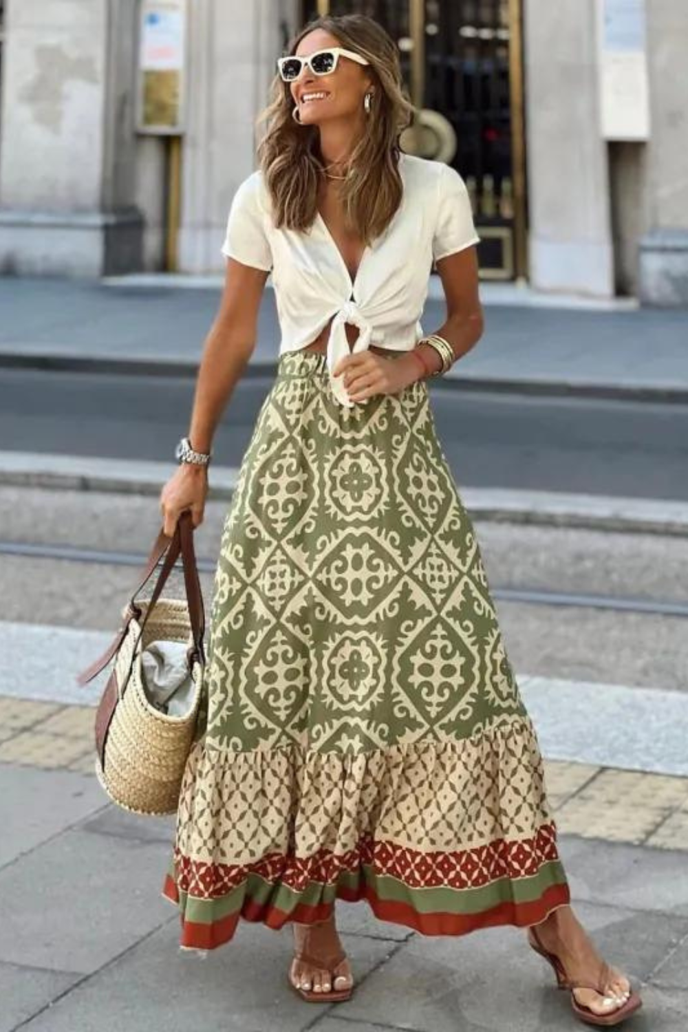 Falda maxi estampada