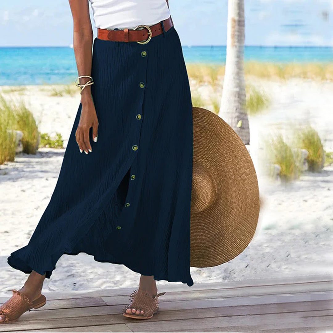 LEXIE - Elegante falda maxi con detalle de botones delanteros