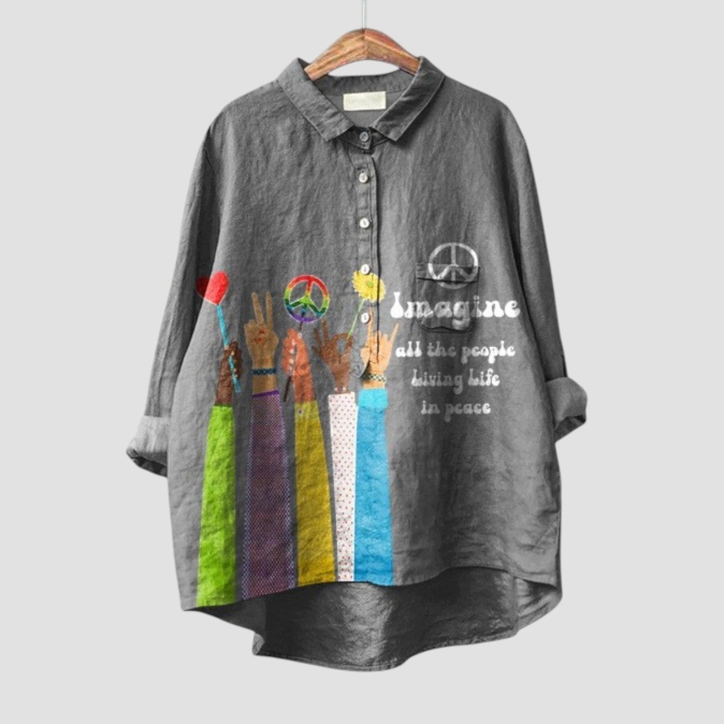Nella | Camisa oversized con estampado imagine