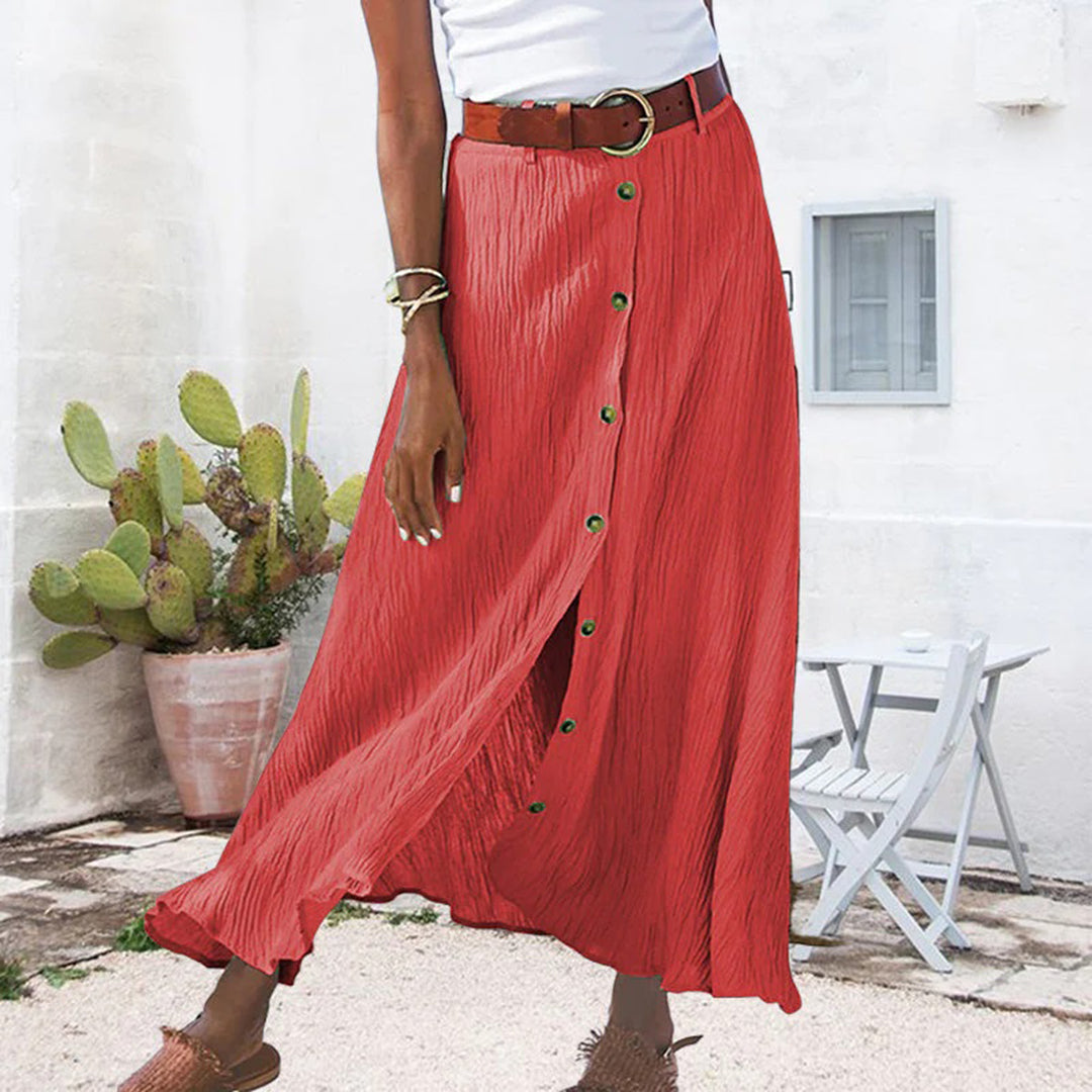 LEXIE - Elegante falda maxi con detalle de botones delanteros