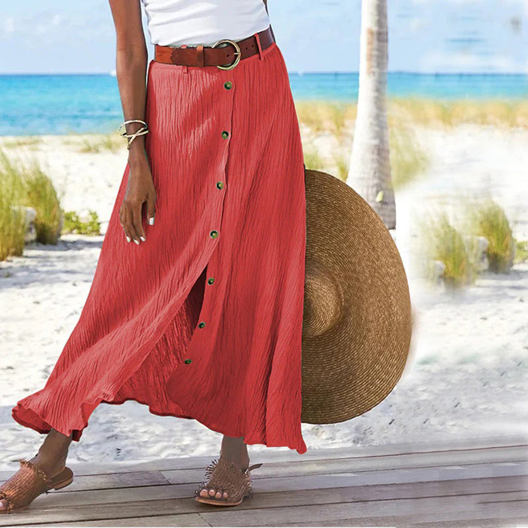 LEXIE - Elegante falda maxi con detalle de botones delanteros