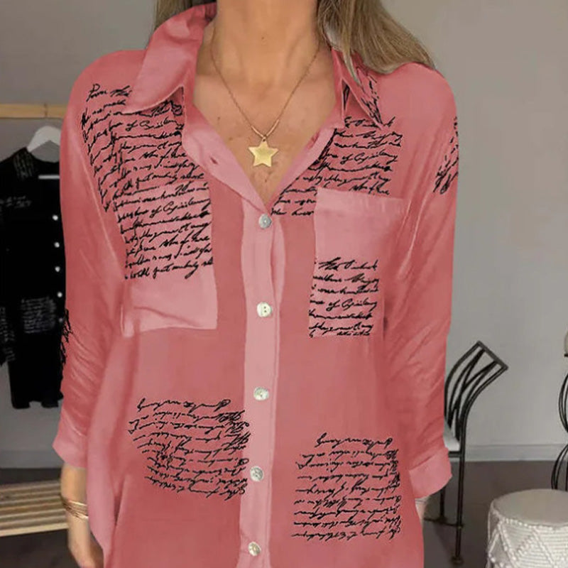 María Antonia - Camisa de manga larga con solapa y estampado