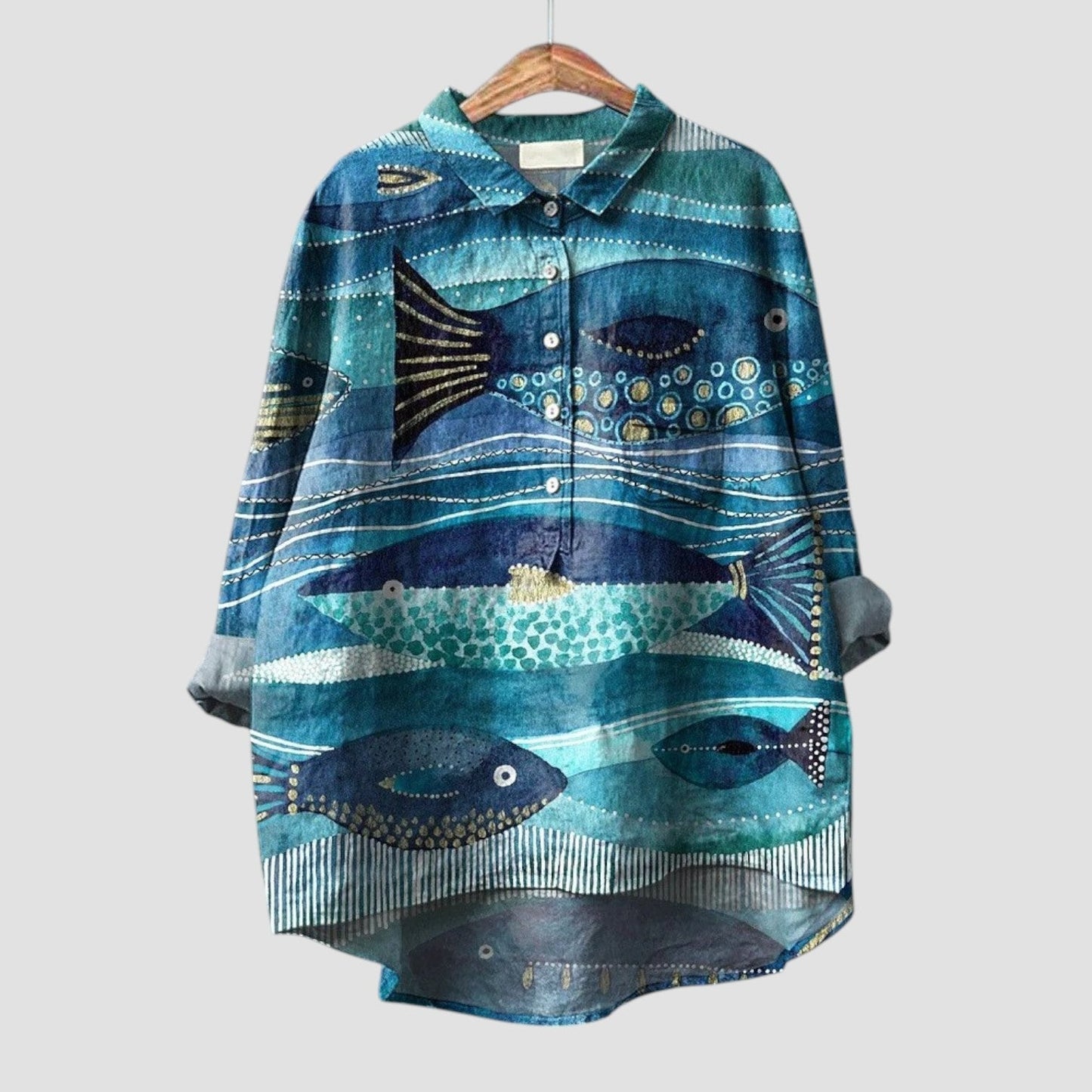 Rosina | Camisa oversize con estampado de peces