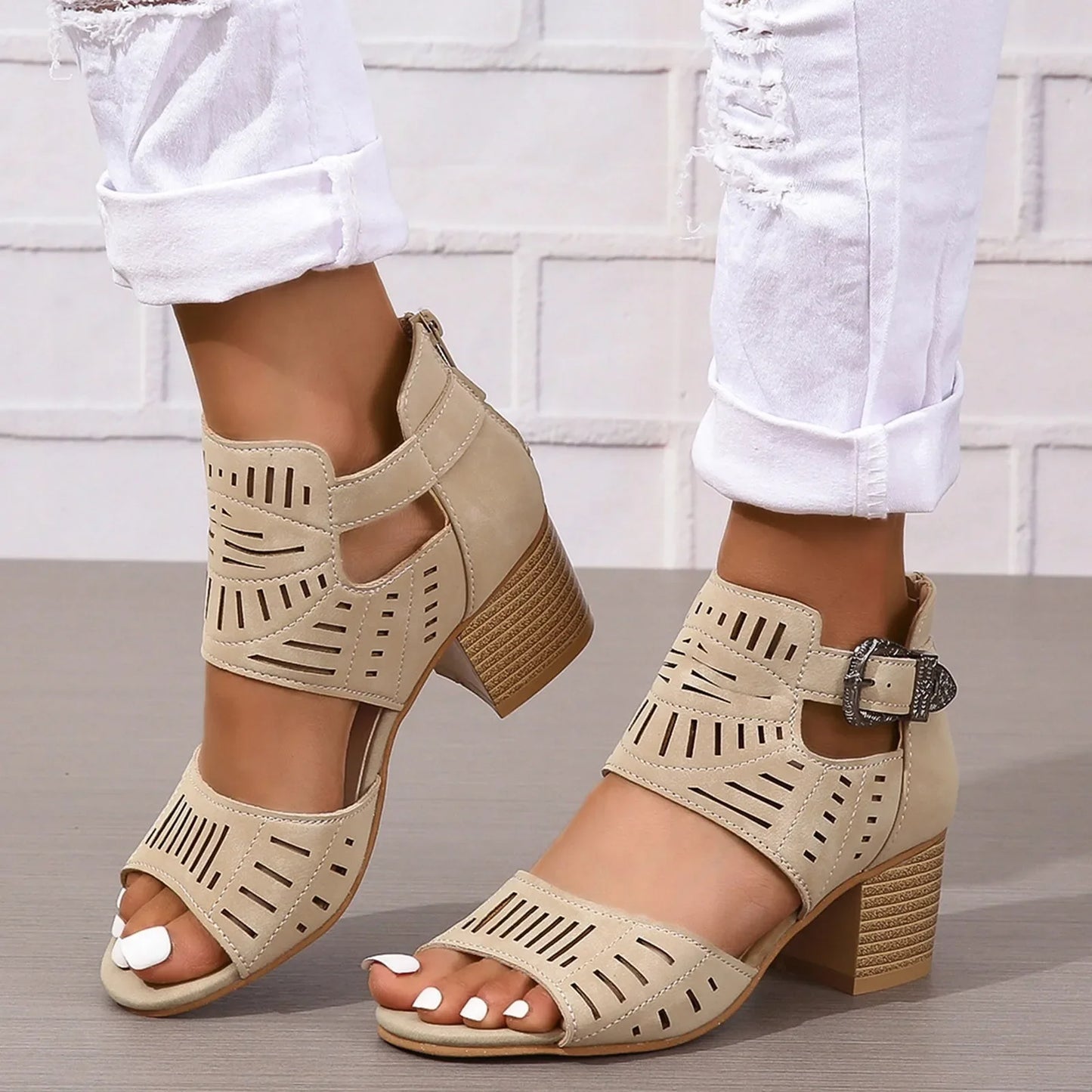 Sienna - Sandalias de Tacón Grueso con tira Trasera