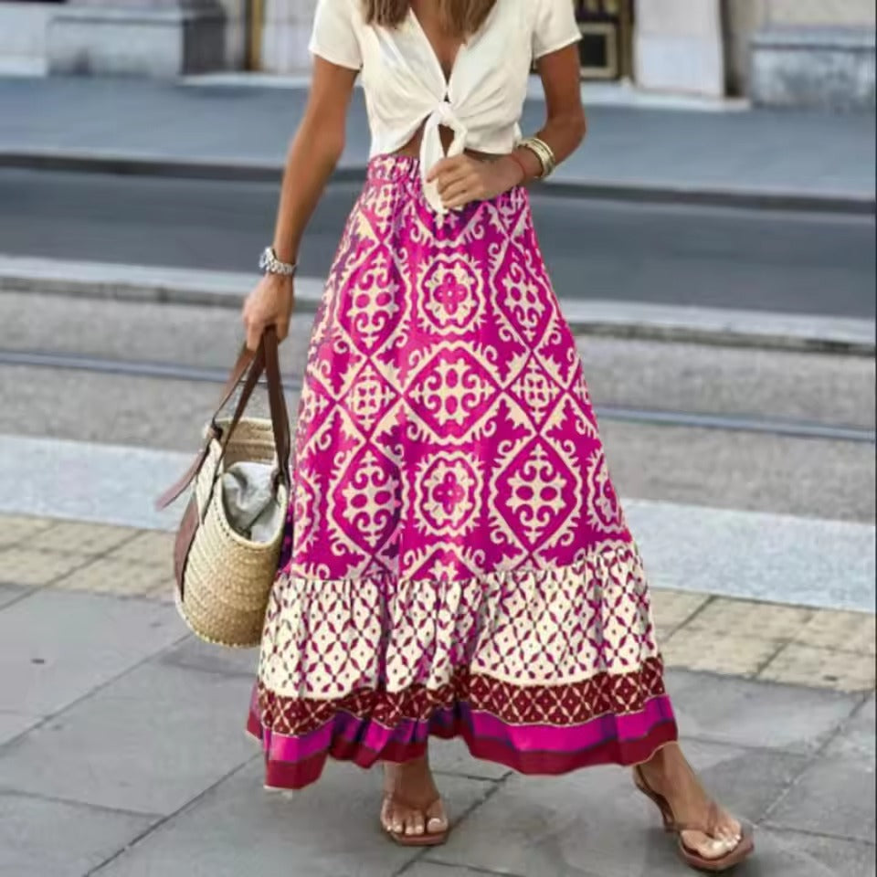 Falda maxi estampada