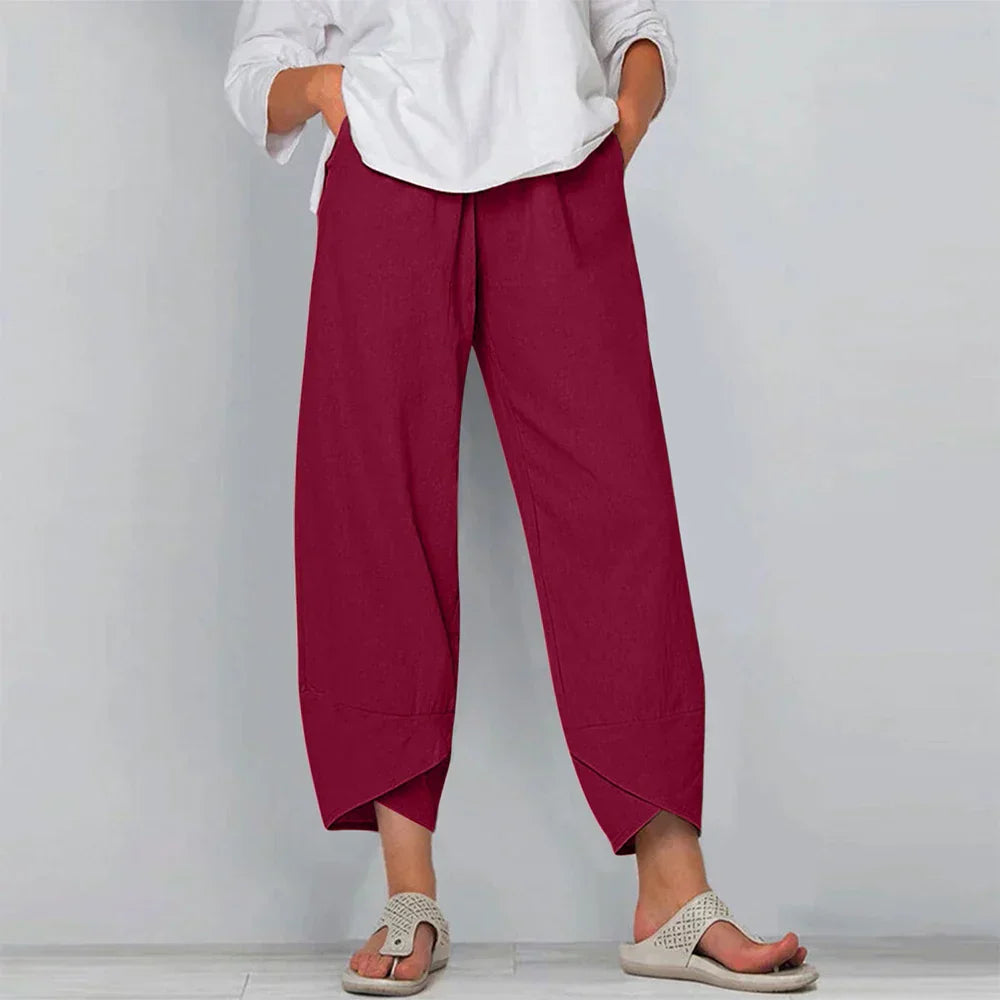 Sadie - Elegantes pantalones de lino de algodón para mujer