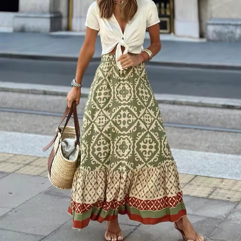 Falda maxi estampada