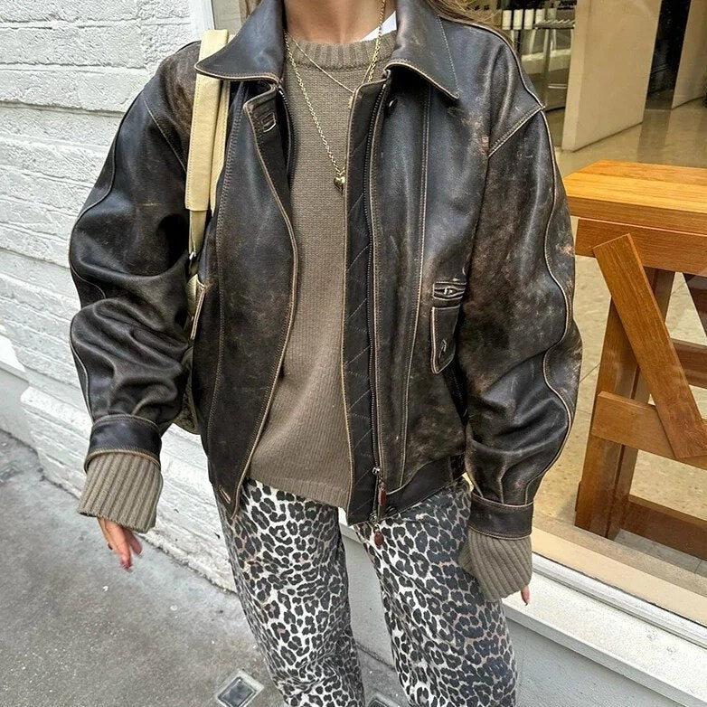 Bonnie - Vaqueros vintage de moda con un llamativo estampado de leopardo