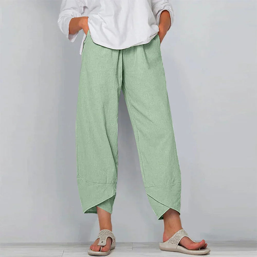 Sadie - Elegantes pantalones de lino de algodón para mujer