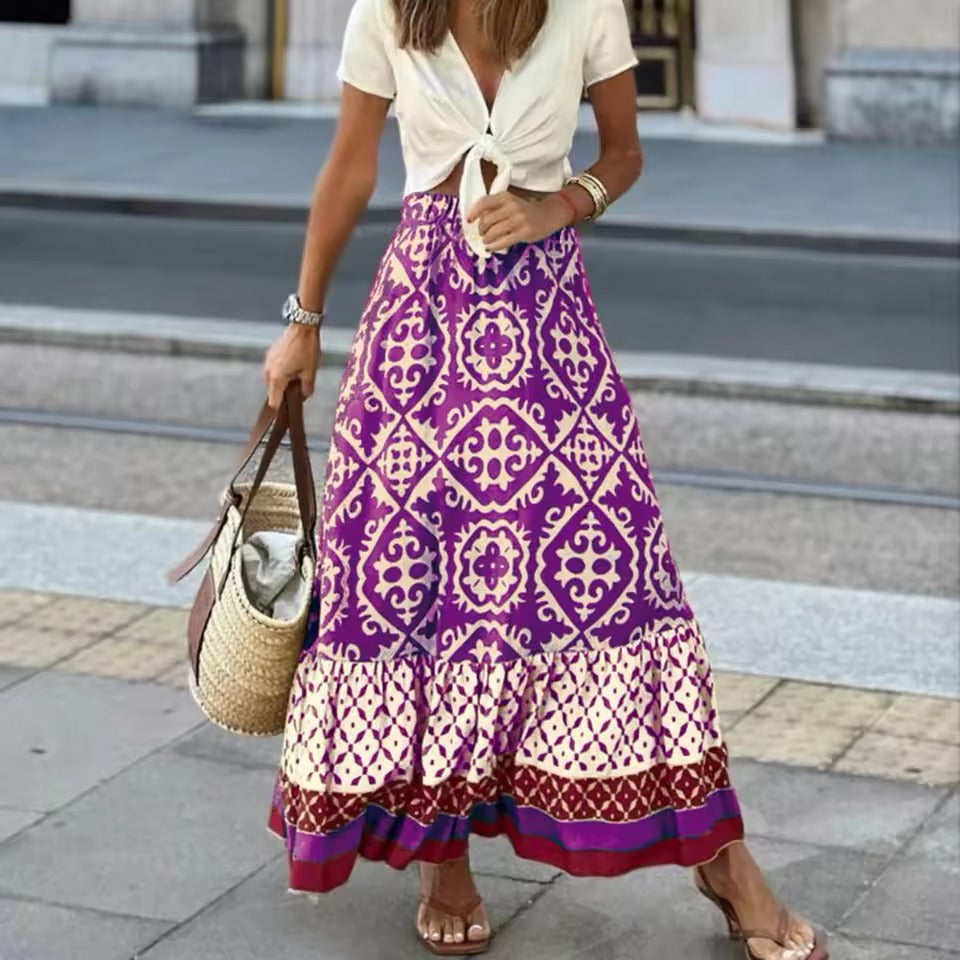 Falda maxi estampada