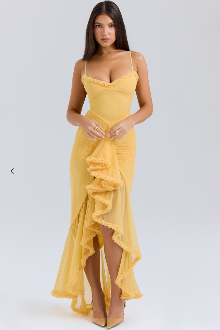 Alicia - Maxivestido con volantes y aberturas