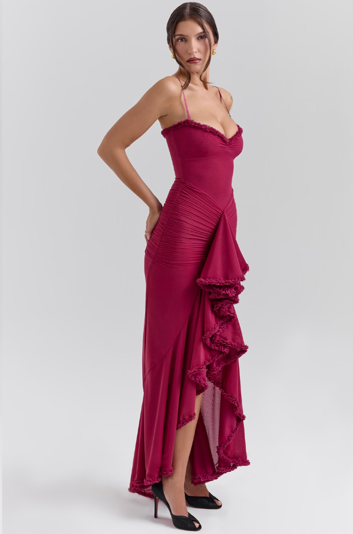 Alicia - Maxivestido con volantes y aberturas