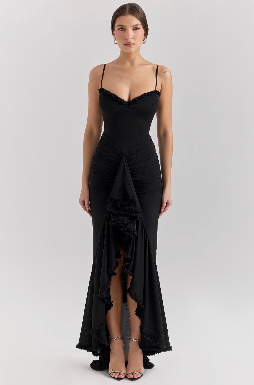 Alicia - Maxivestido con volantes y aberturas