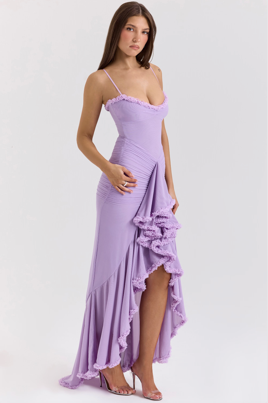 Alicia - Maxivestido con volantes y aberturas