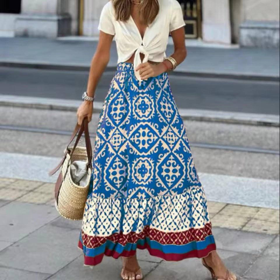 Falda maxi estampada