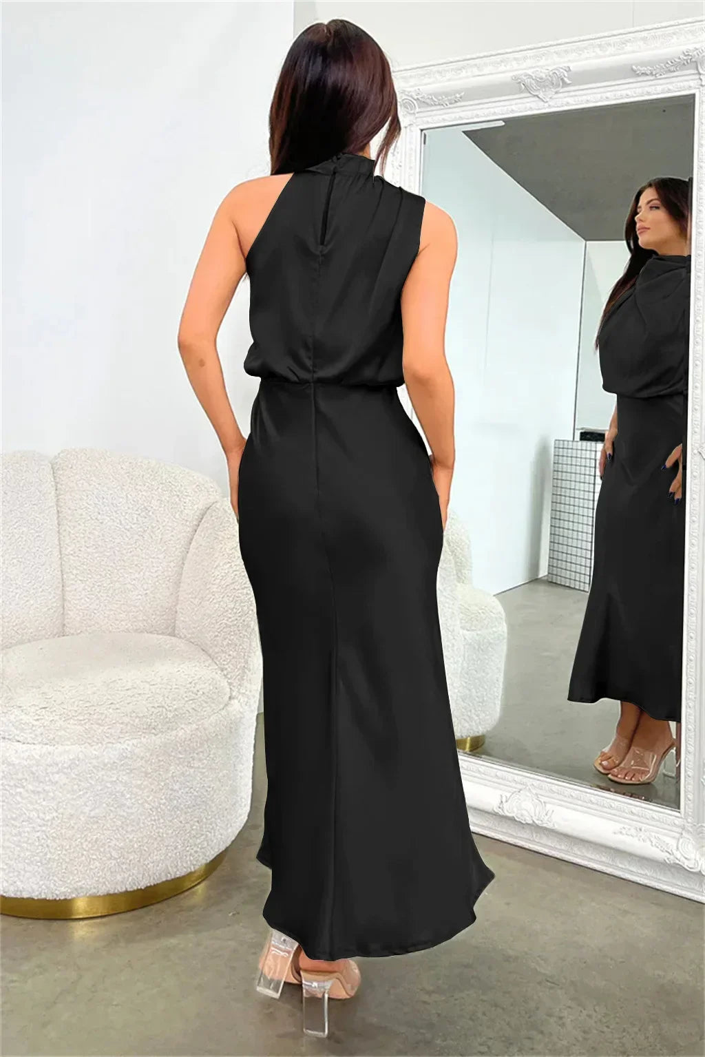Vestido Leticia – Satén Largo y Sofisticado