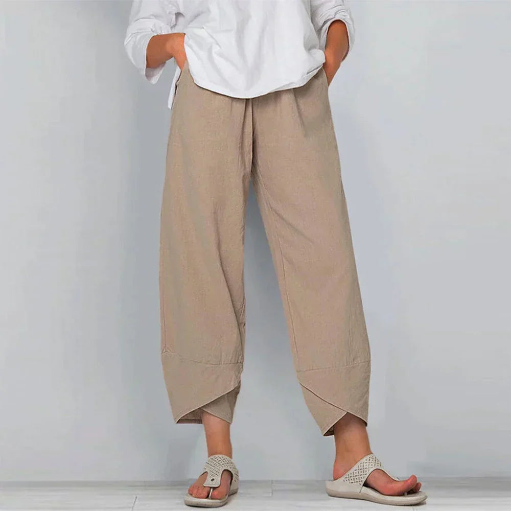 Sadie - Elegantes pantalones de lino de algodón para mujer