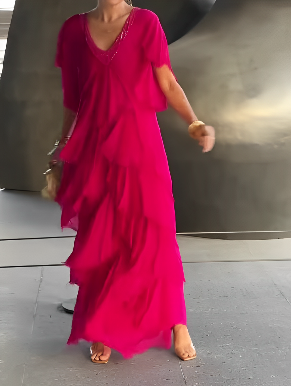 LAURA | VESTIDO LARGO ESCOTE EN "V"