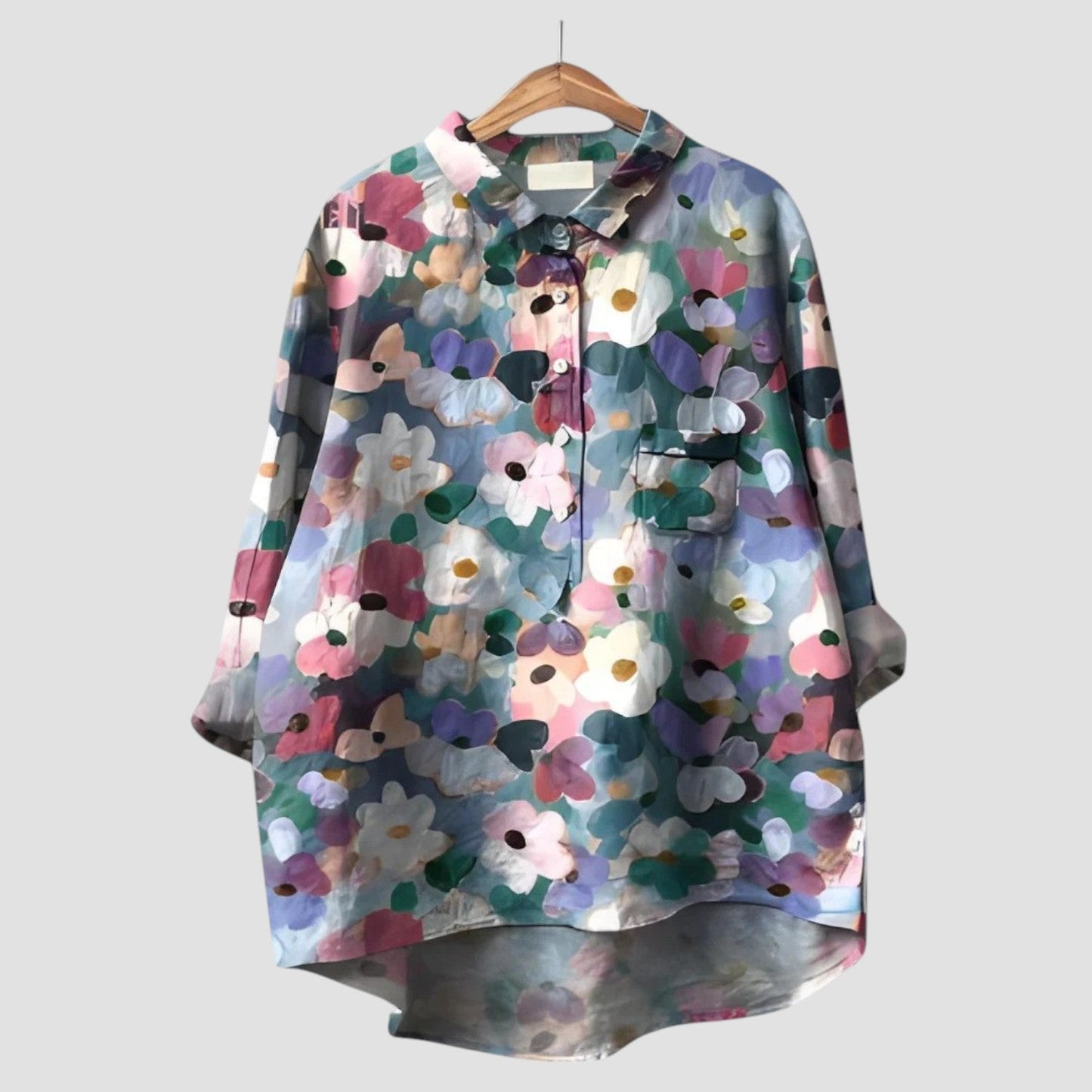 Violetta | Camisa fluida con estampado floral abstracto