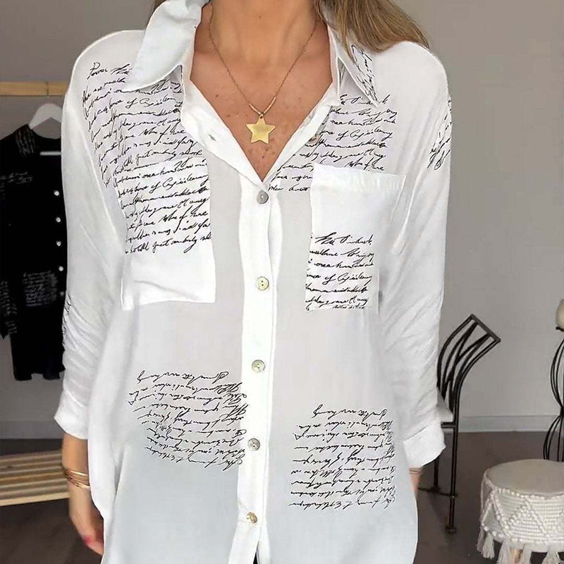 María Antonia - Camisa de manga larga con solapa y estampado