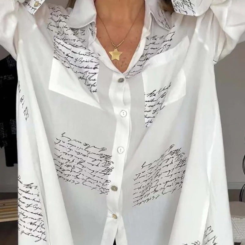María Antonia - Camisa de manga larga con solapa y estampado
