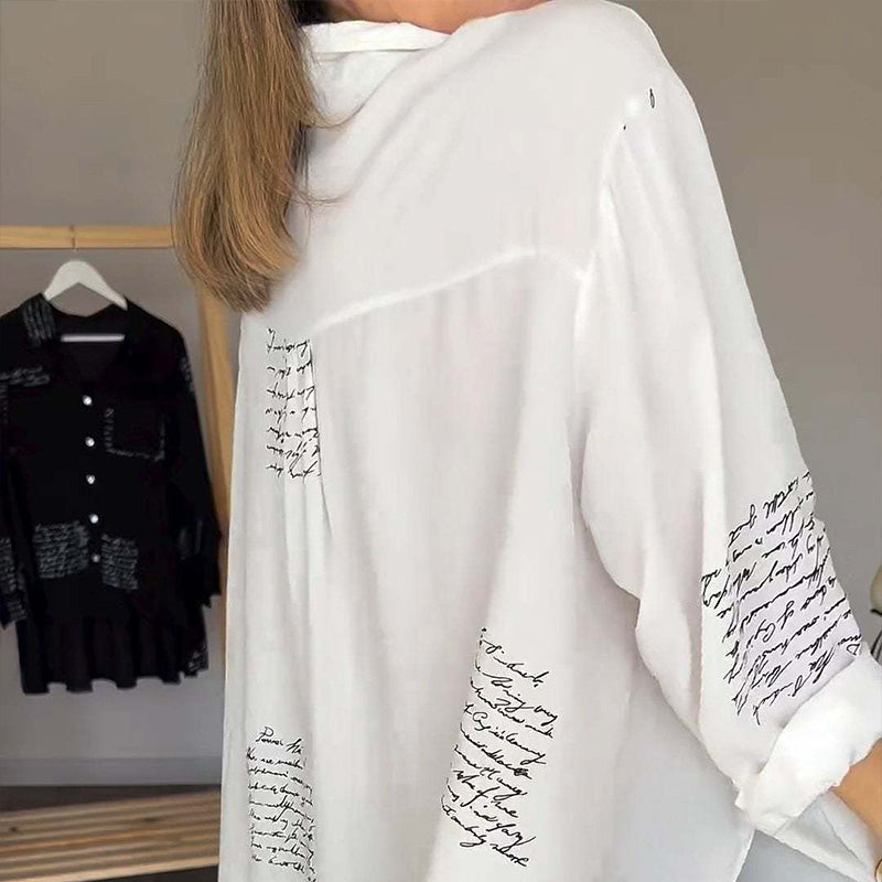 María Antonia - Camisa de manga larga con solapa y estampado