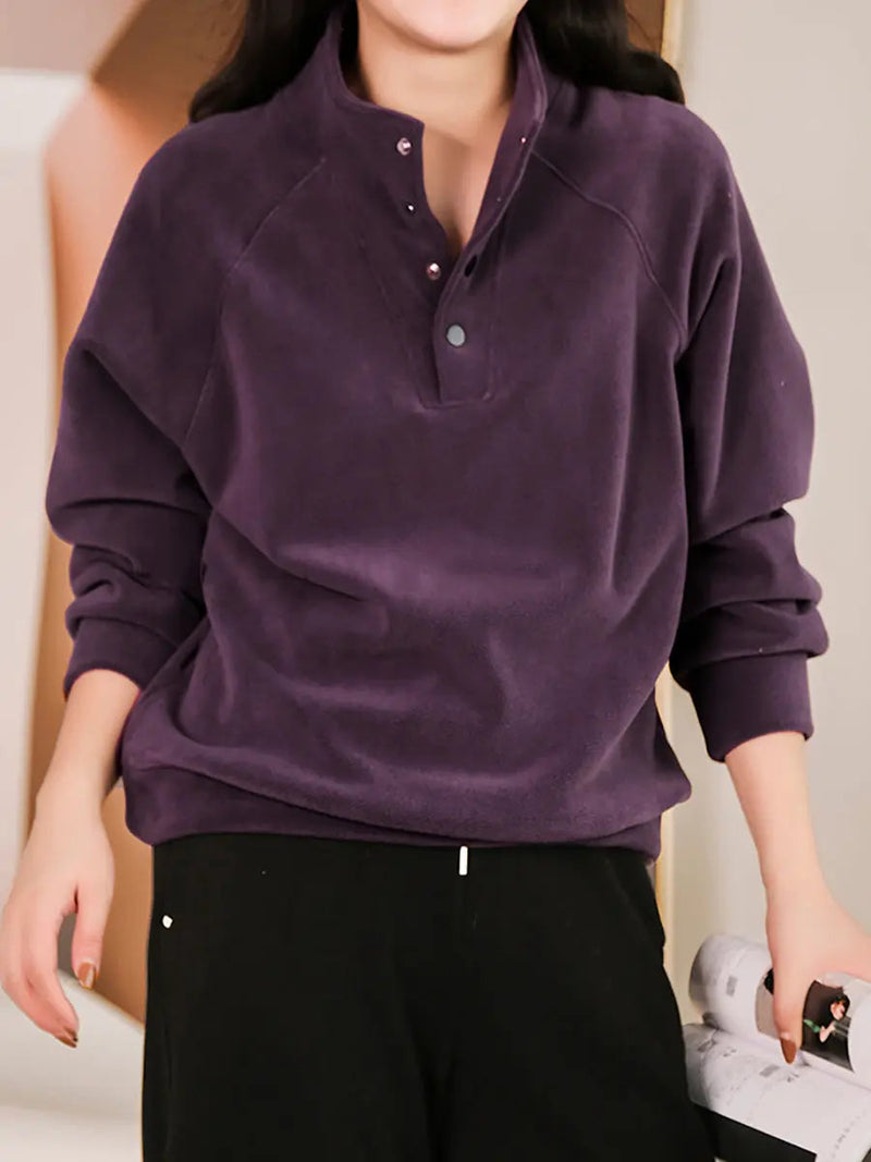 Samantha - Camisa casual de colores básicos de moda para otoño para mujer