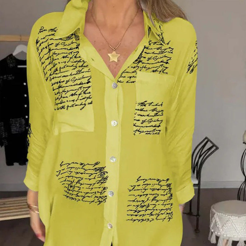 María Antonia - Camisa de manga larga con solapa y estampado