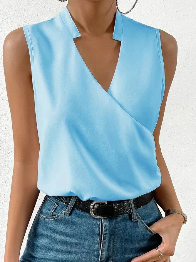 Nora - Elegante top de mujer sin mangas y con cuello en V, ¡Perfecto para el verano!