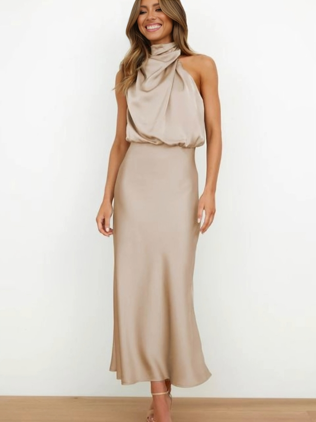 Vestido Leticia – Satén Largo y Sofisticado