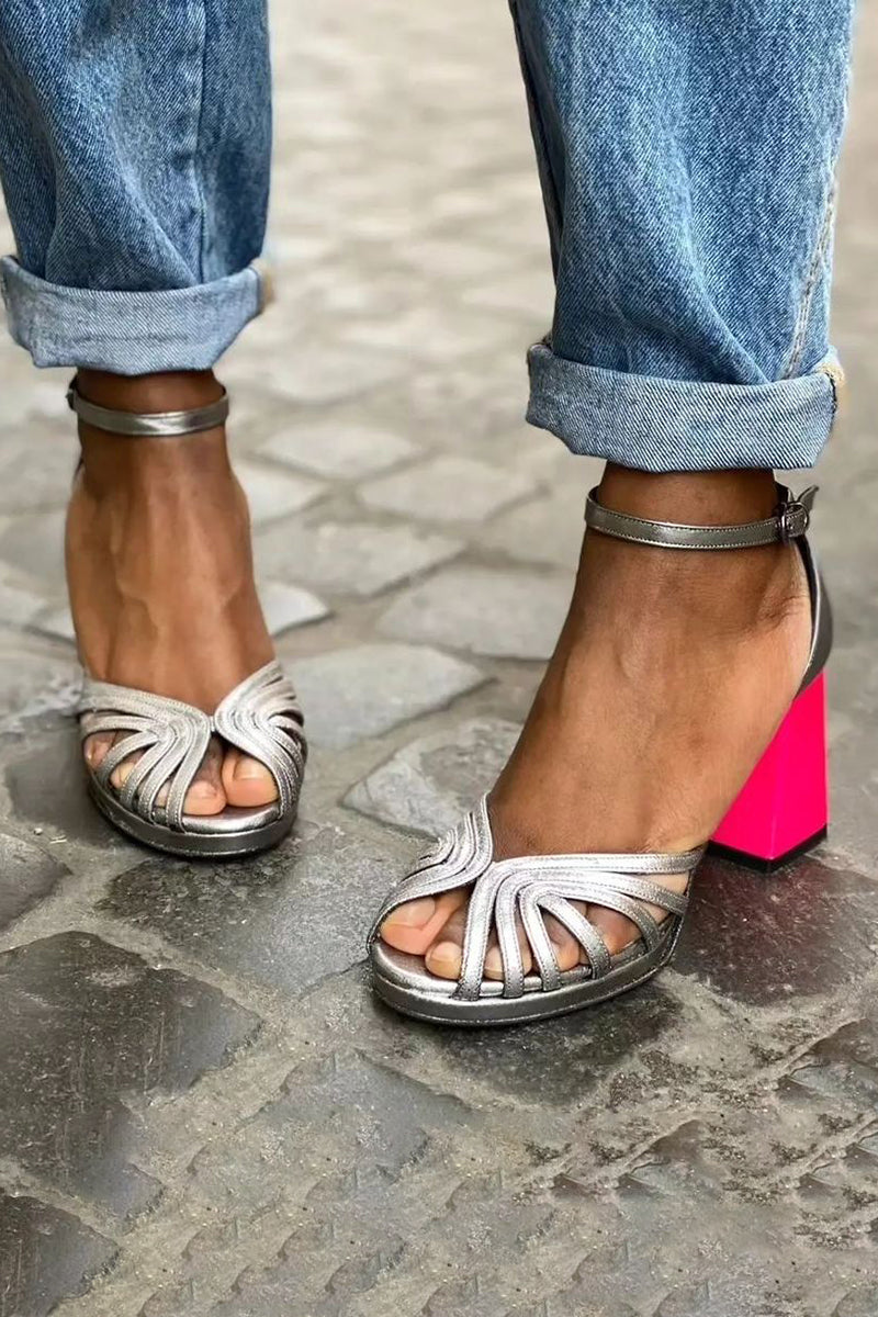Seraphina™ | Sandalias de tacón cuadrado brillantes