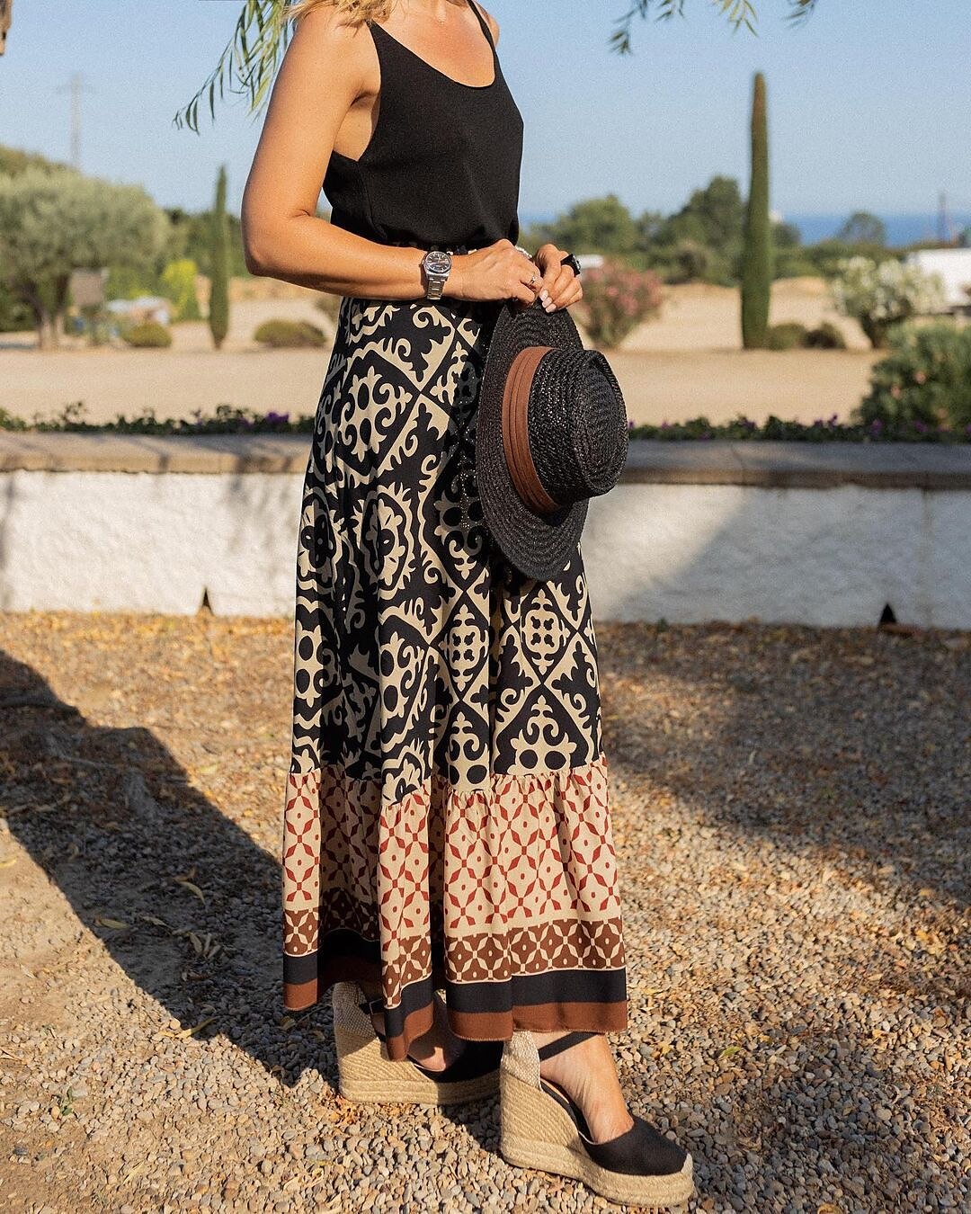Falda maxi estampada