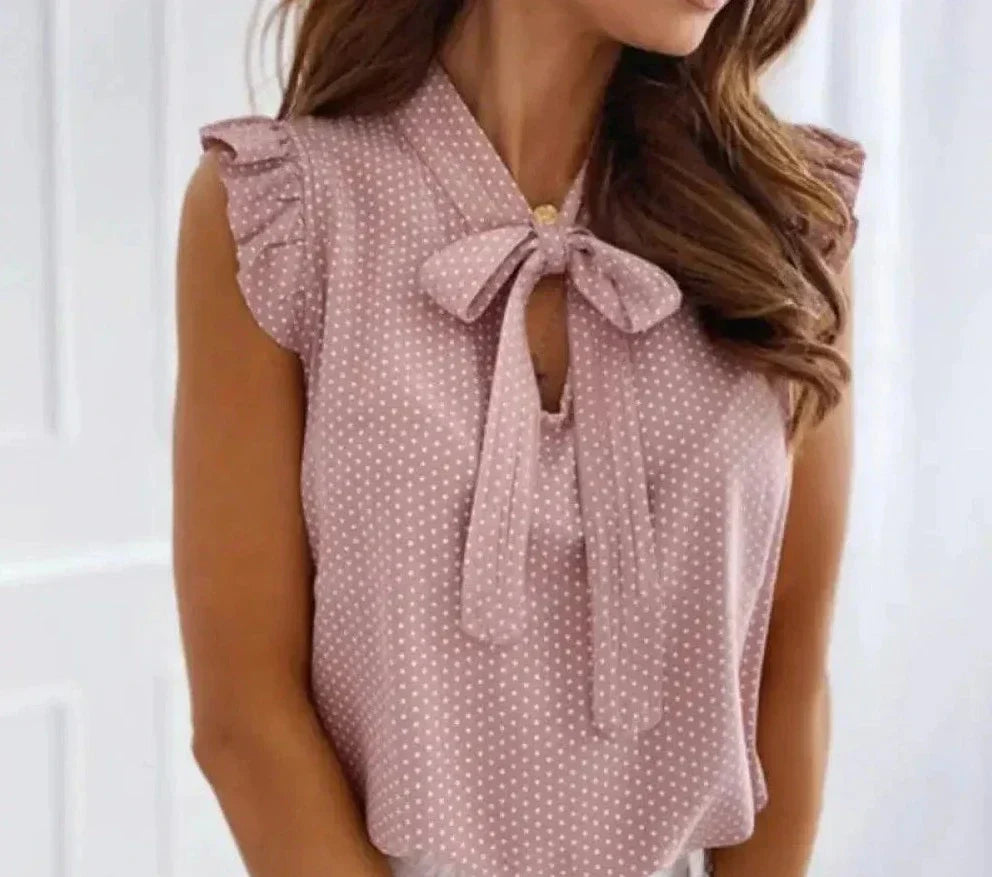 Rhea - Preciosa y sofisticada blusa con lazo para mujer