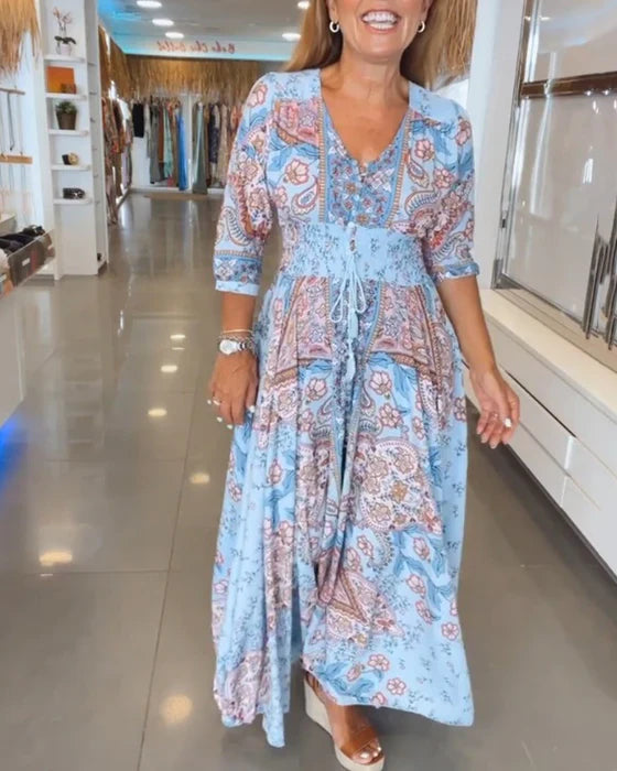 Nuria™ Vestido de fiesta con escote en V y mangas 3/4