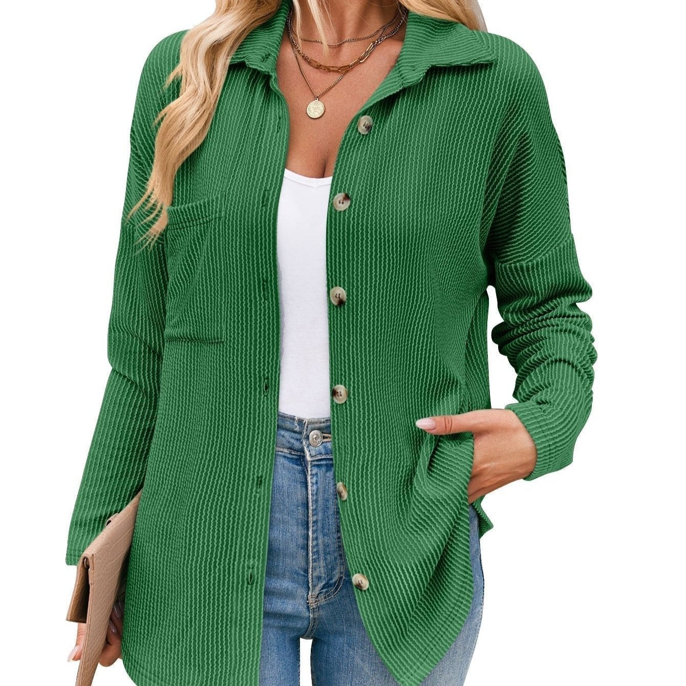 Aria - Elegante blusa otoñal de rayas y manga larga para mujer