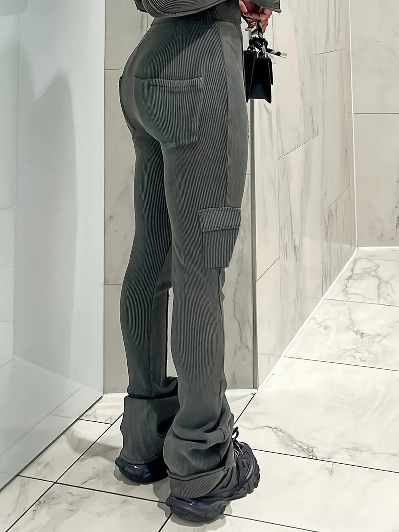 Elegantes pantalones de talle alto Paulina - Look casual de canalé para cualquier ocasión
