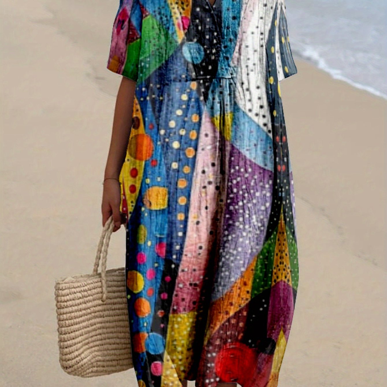 Jimena|Vestido con estampado multicolor
