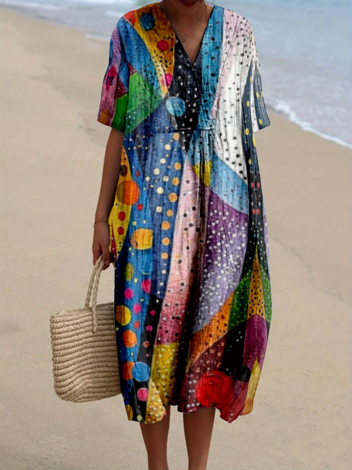 Jimena|Vestido con estampado multicolor