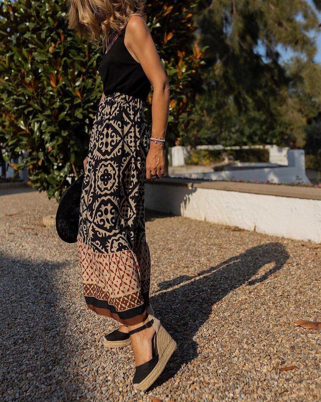 Falda maxi estampada