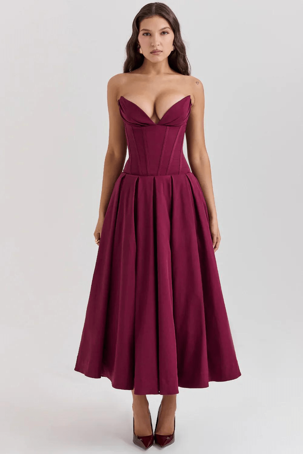 DORTHE | Vestido midi sin tirantes