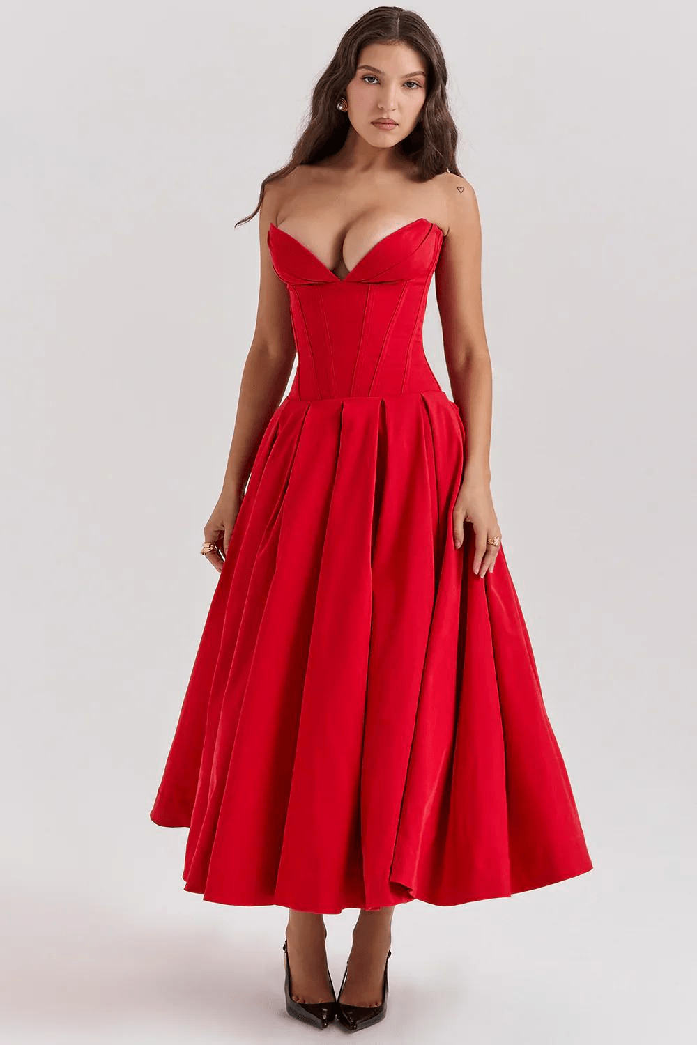 DORTHE | Vestido midi sin tirantes