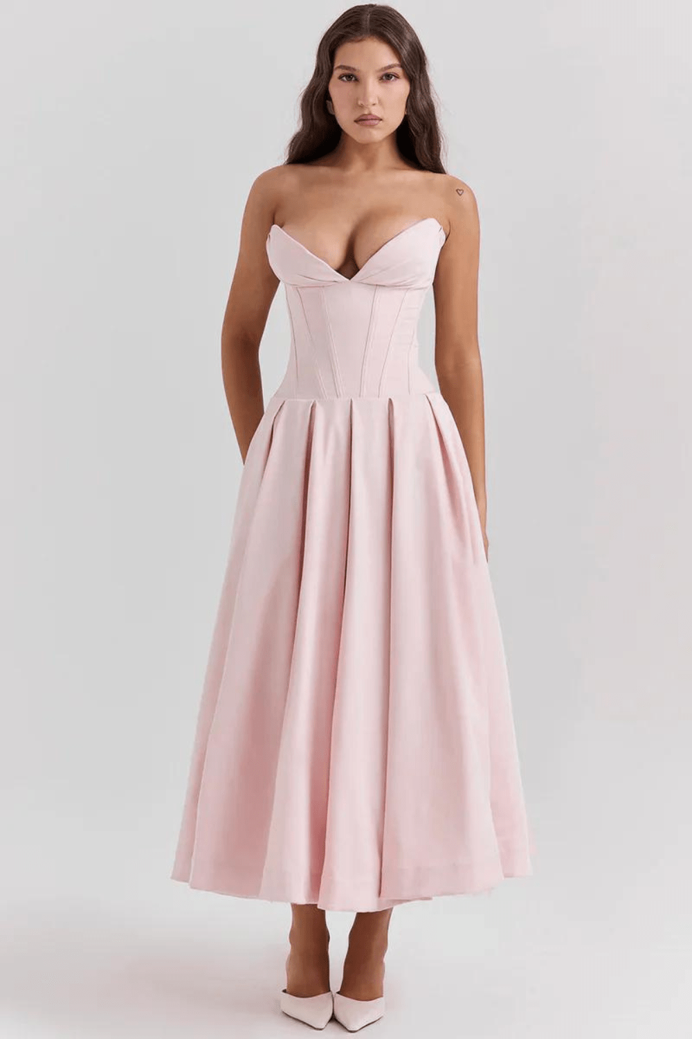 DORTHE | Vestido midi sin tirantes
