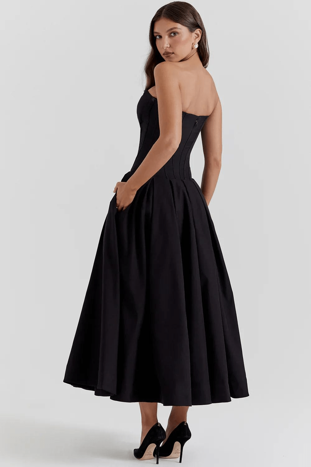 DORTHE | Vestido midi sin tirantes