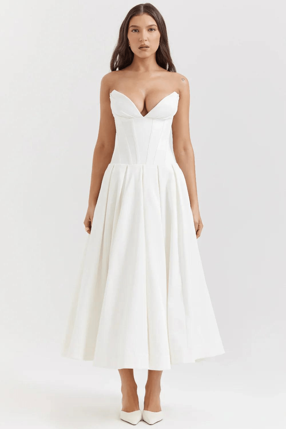 DORTHE | Vestido midi sin tirantes